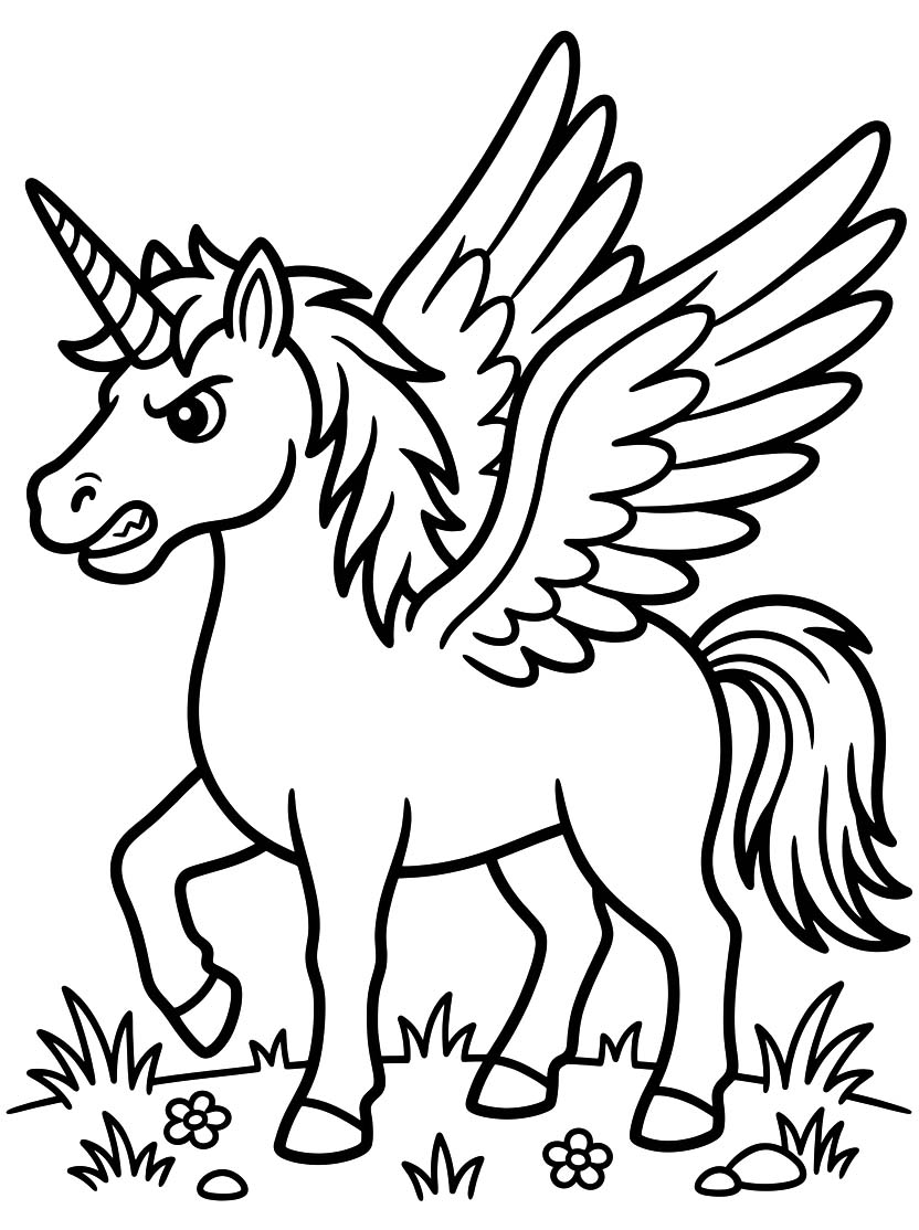 Geflügeltes Einhorn zum Ausdrucken für Kinder