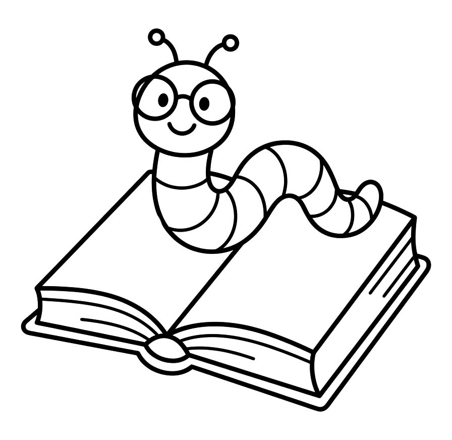Kostenlos druckbare Bücherwurm