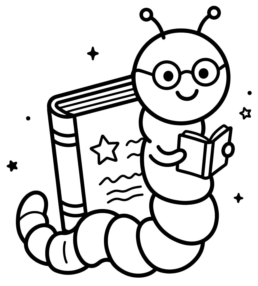 Zeichne Bücherwurm