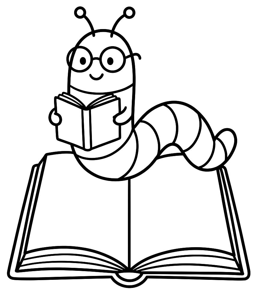 Zeichne Bücherwurm druckbare für Kinder