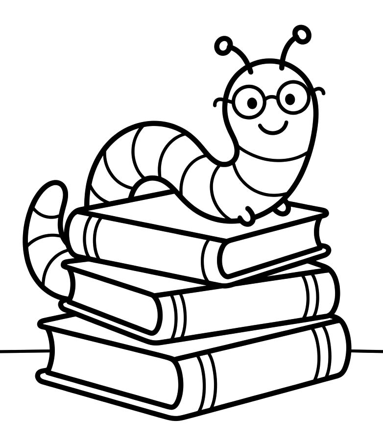 Zeichne Bücherwurm für Kinder