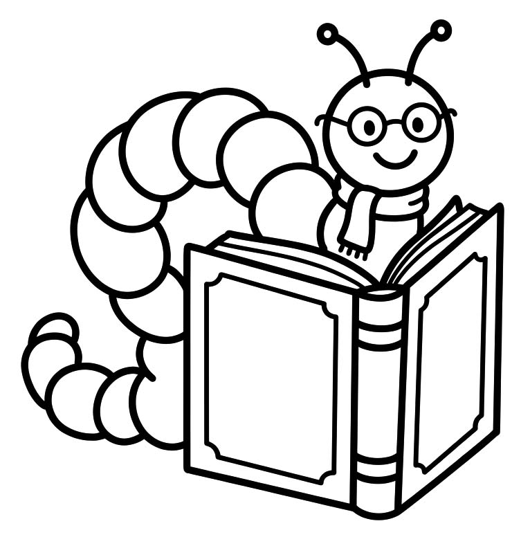 Zeichne Bücherwurm kostenlos einfach