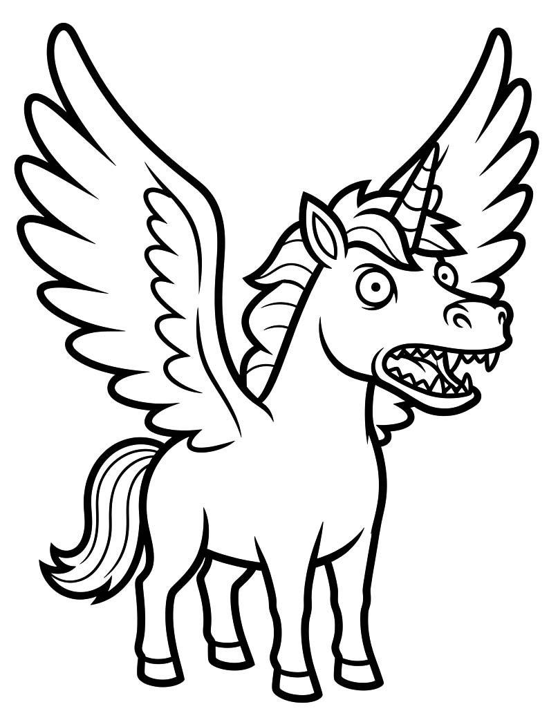 Zeichne Geflügeltes Einhorn basisch