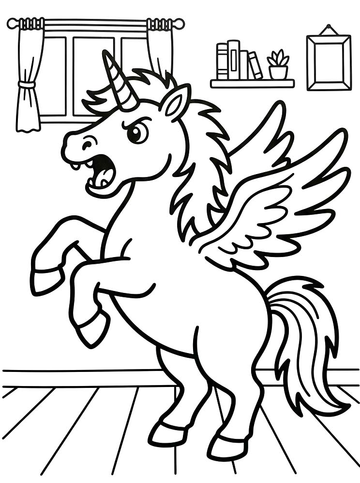 Zeichne Geflügeltes Einhorn druckbare basisch