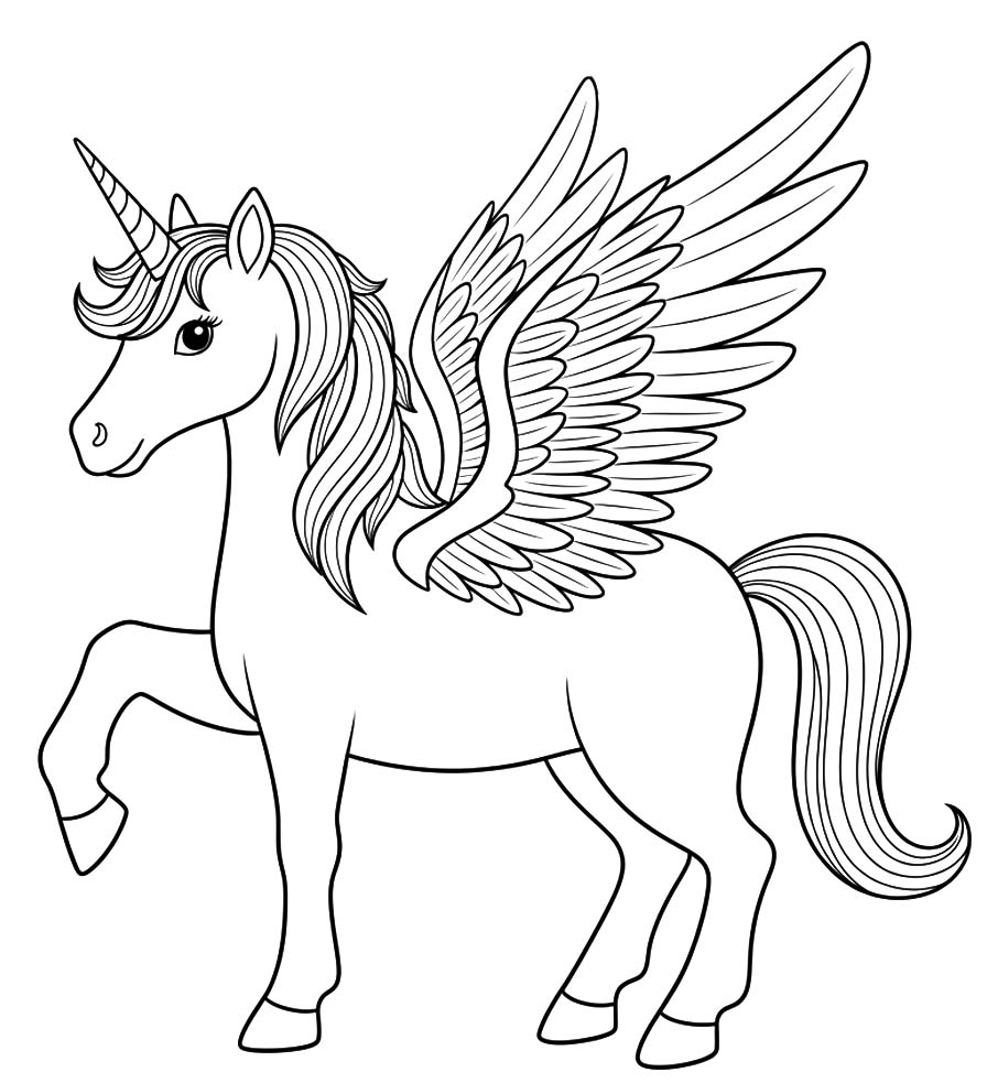 Geflügeltes Einhorn ausmalbilder