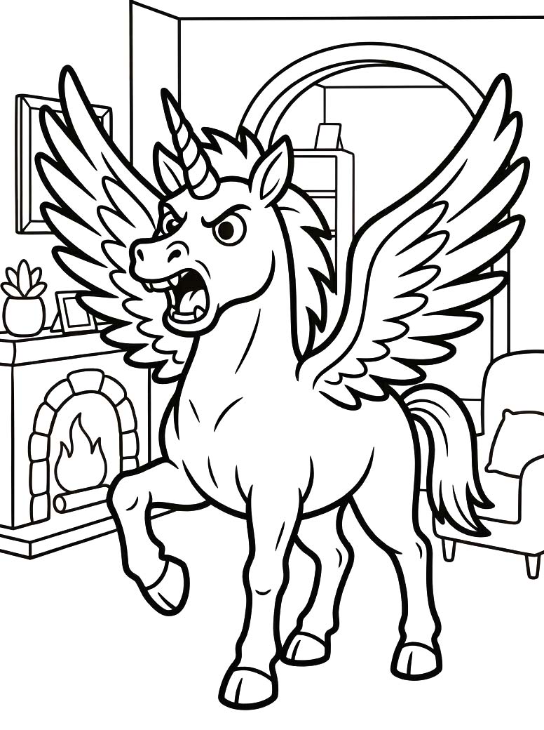 Zeichne Geflügeltes Einhorn kostenlos basisch