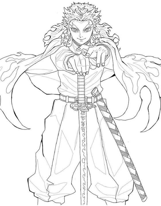 Zeichne Kyojuro Rengoku basisch
