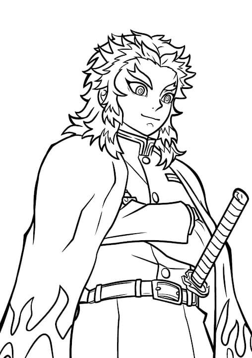 Zeichne Kyojuro Rengoku einfach