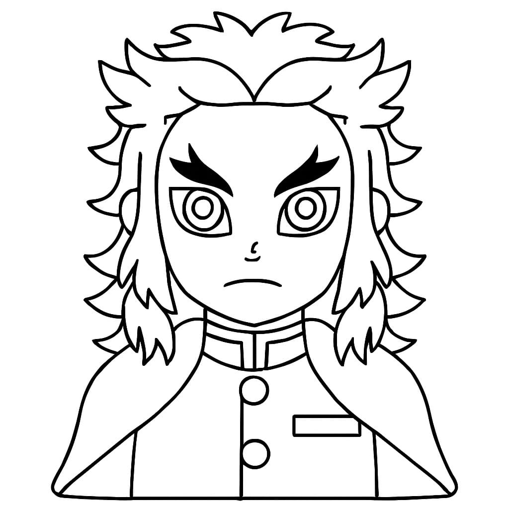 Zeichne Kyojuro Rengoku kostenlos druckbare basisch