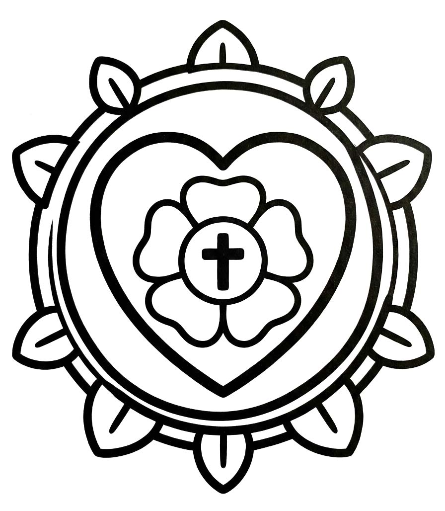 Zeichne Lutherrose basisch
