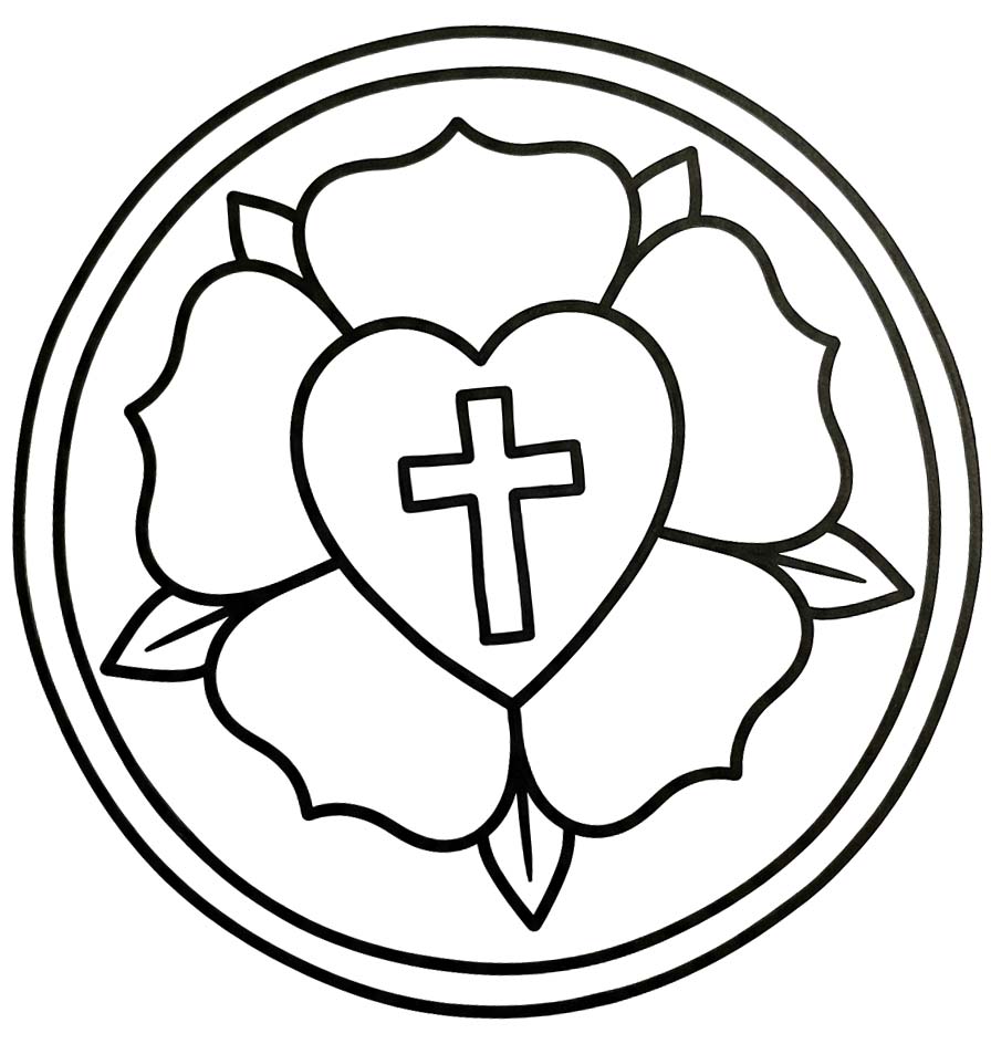Zeichne Lutherrose druckbare einfach