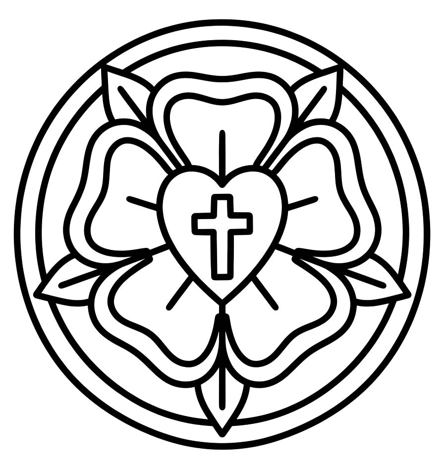Zeichne Lutherrose druckbare schlicht