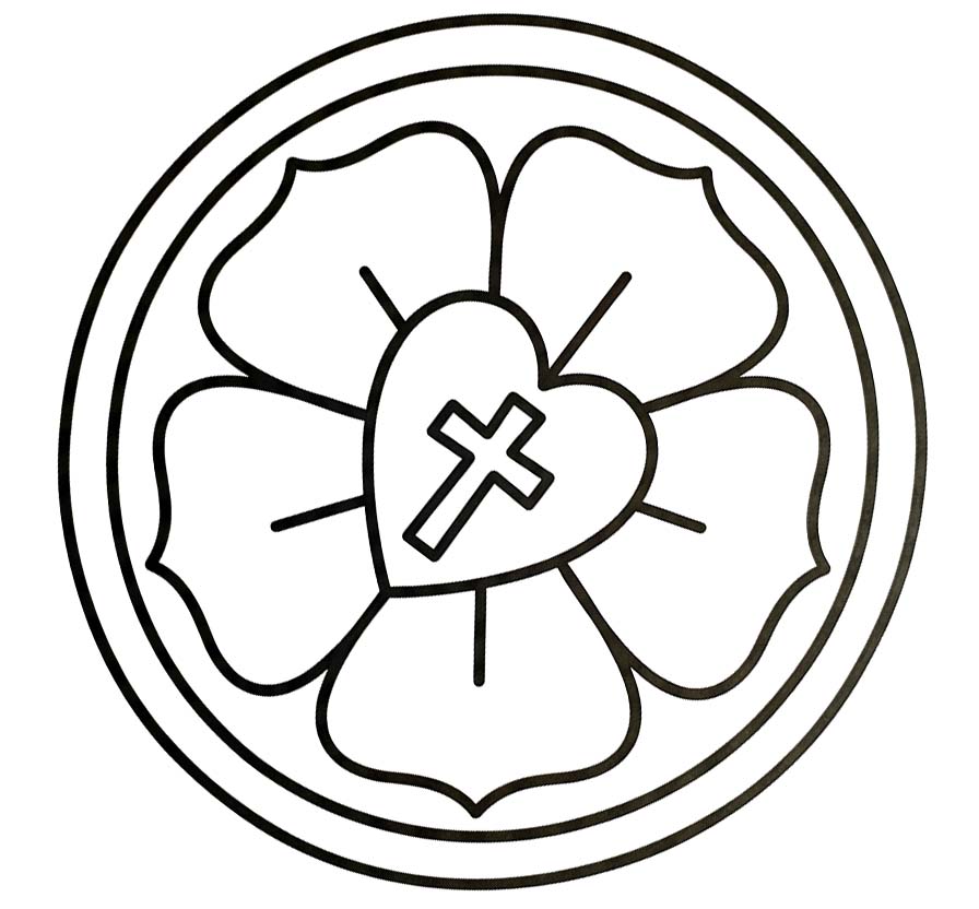 Zeichne Lutherrose für Kinder
