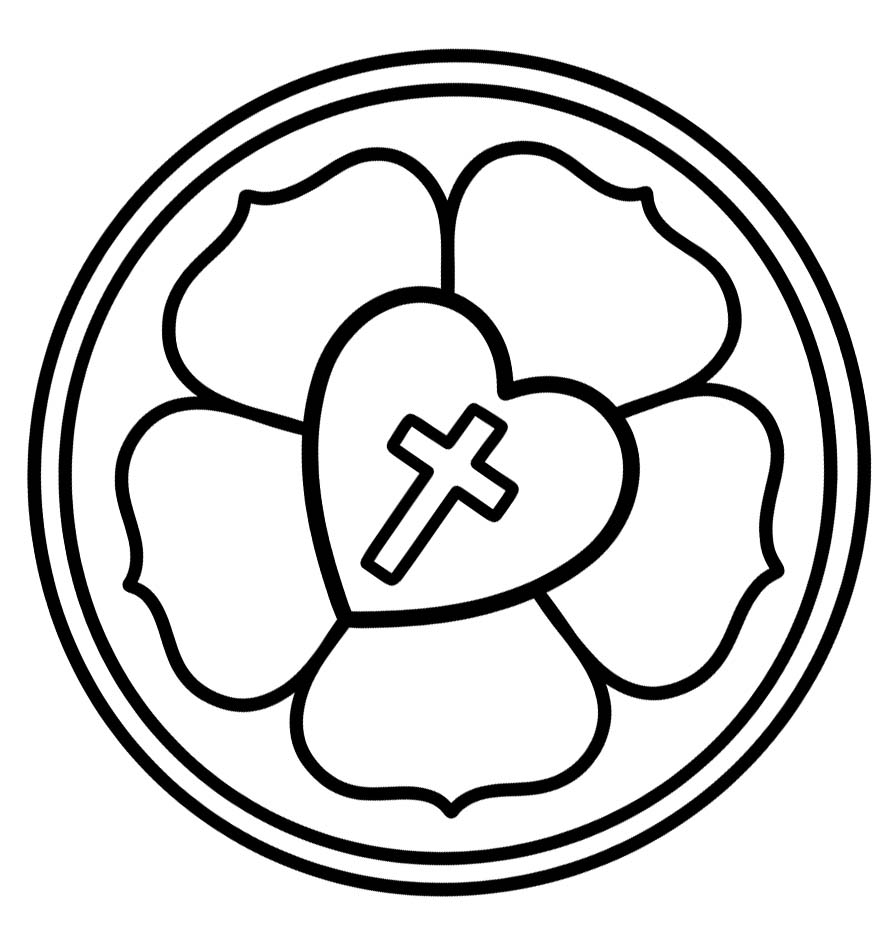 Zeichne Lutherrose kostenlos