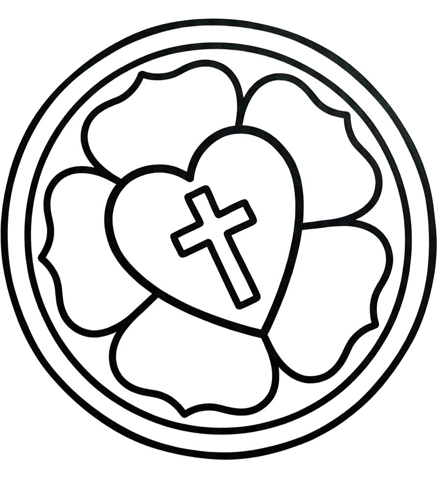 Zeichne Lutherrose schlicht