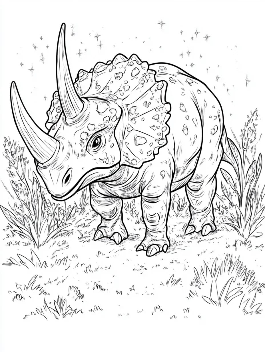 Zeichne Triceratops druckbare schlicht