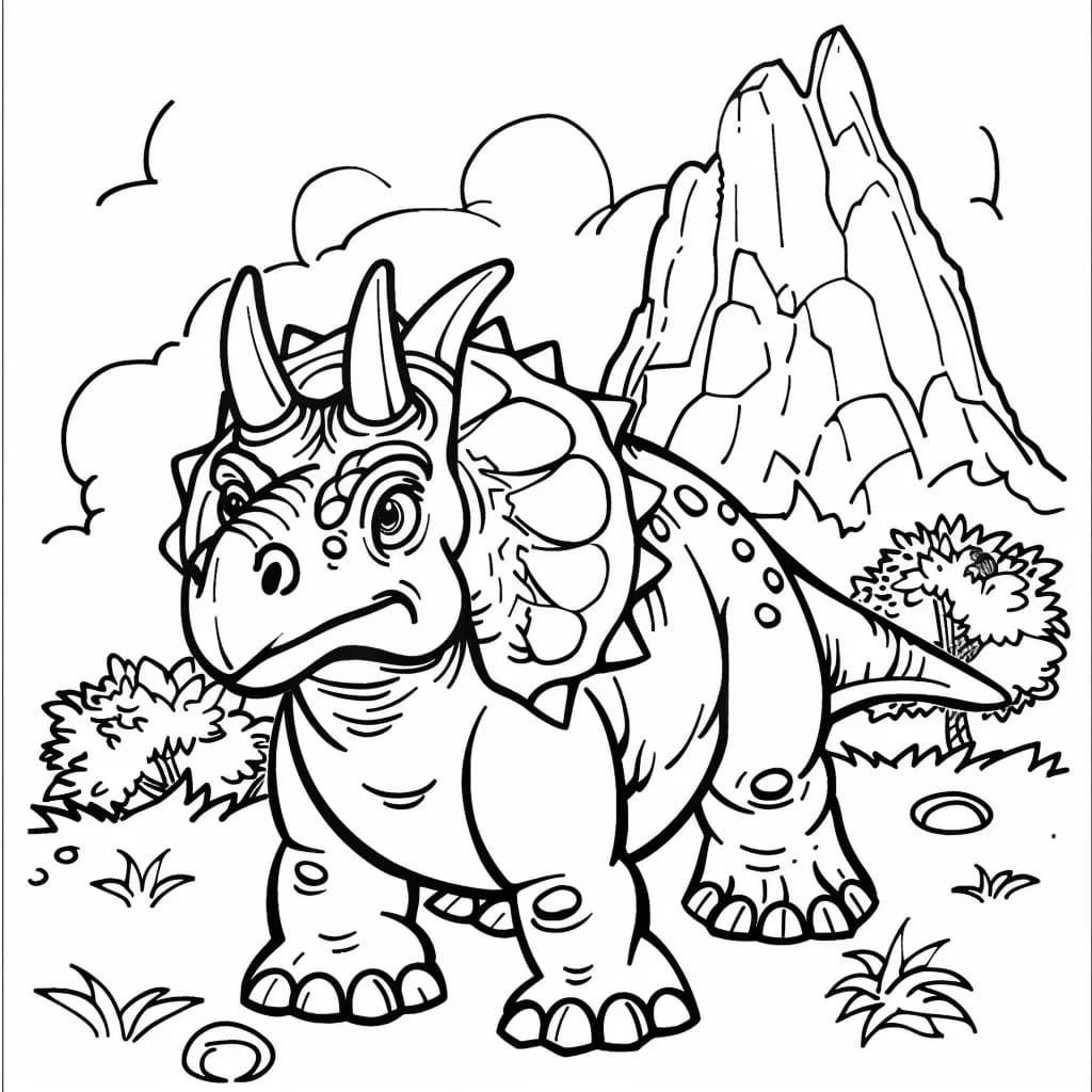 Zeichne Triceratops kostenlos