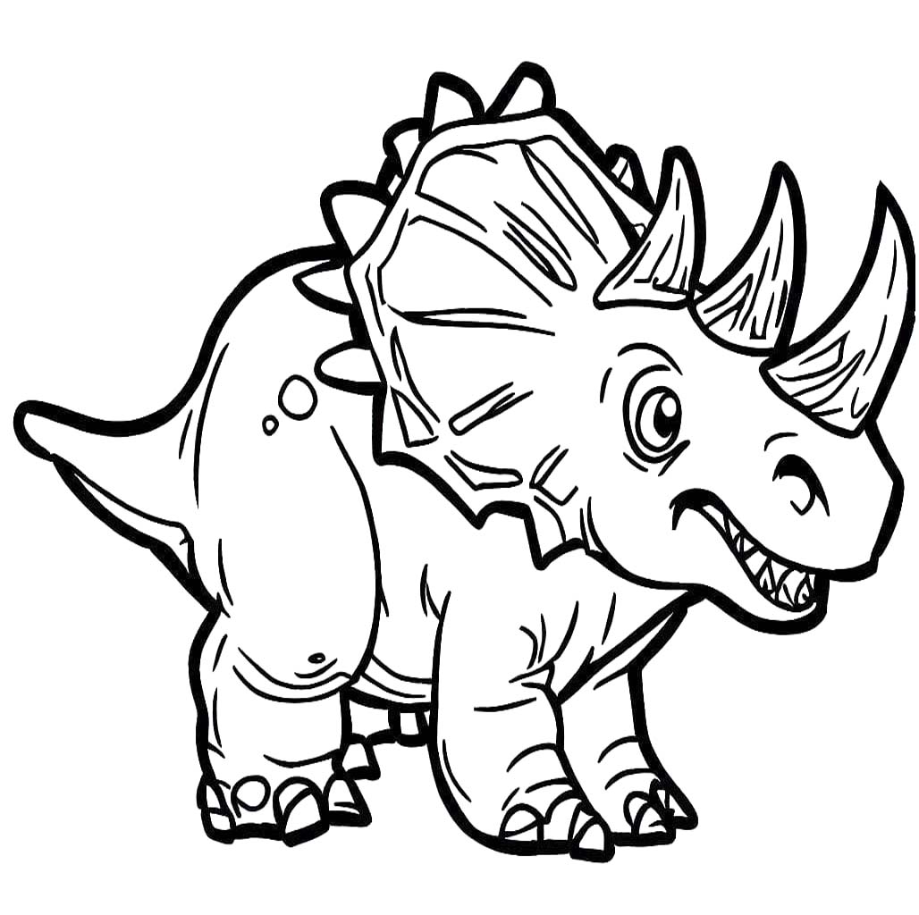 Zeichne Triceratops kostenlos für Kinder