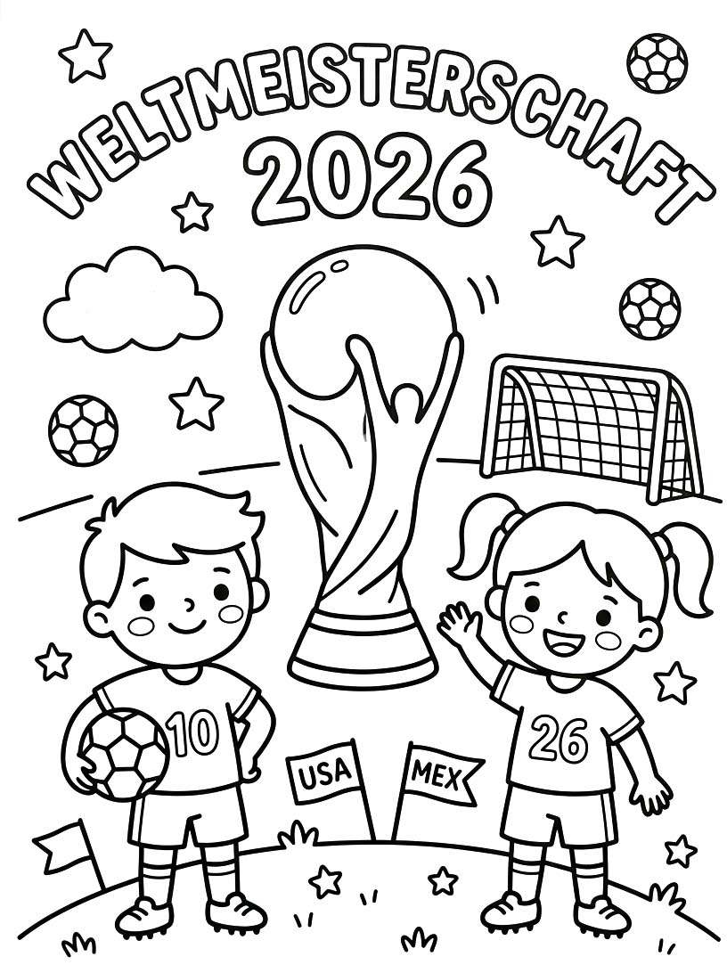 Weltmeisterschaft 2026 druckbare einfach