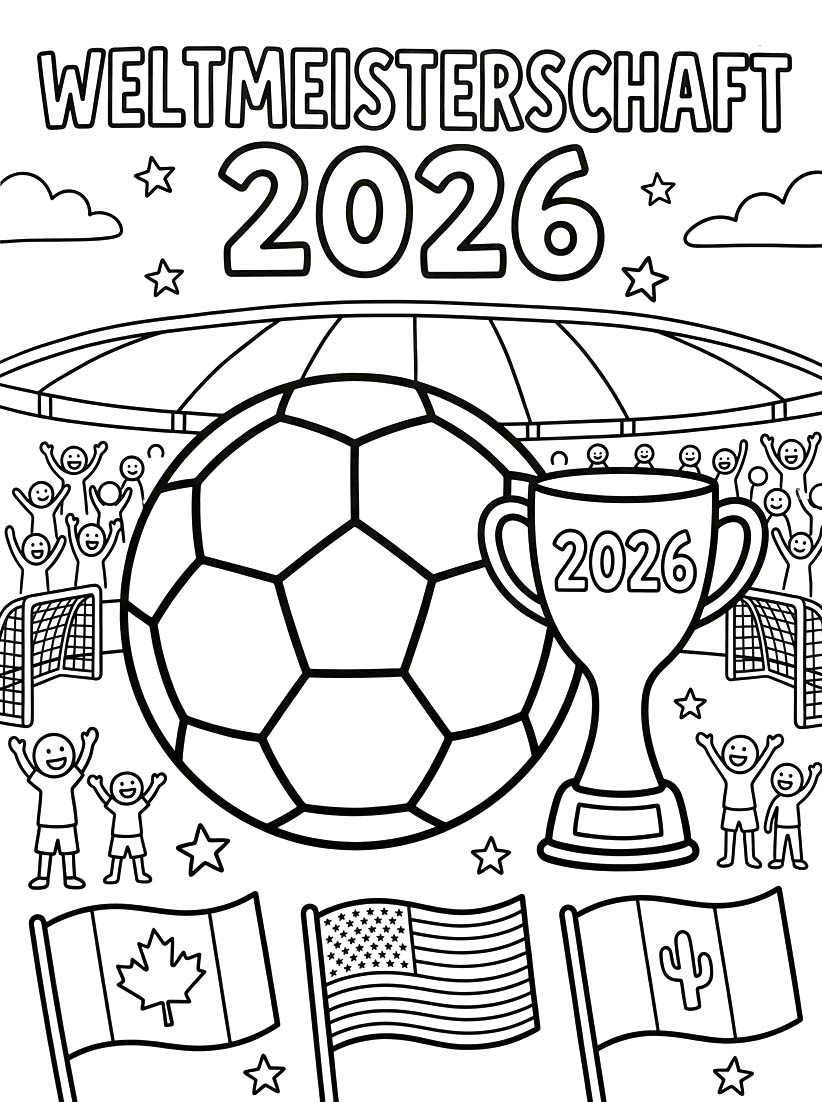 Weltmeisterschaft 2026 druckbare schlicht
