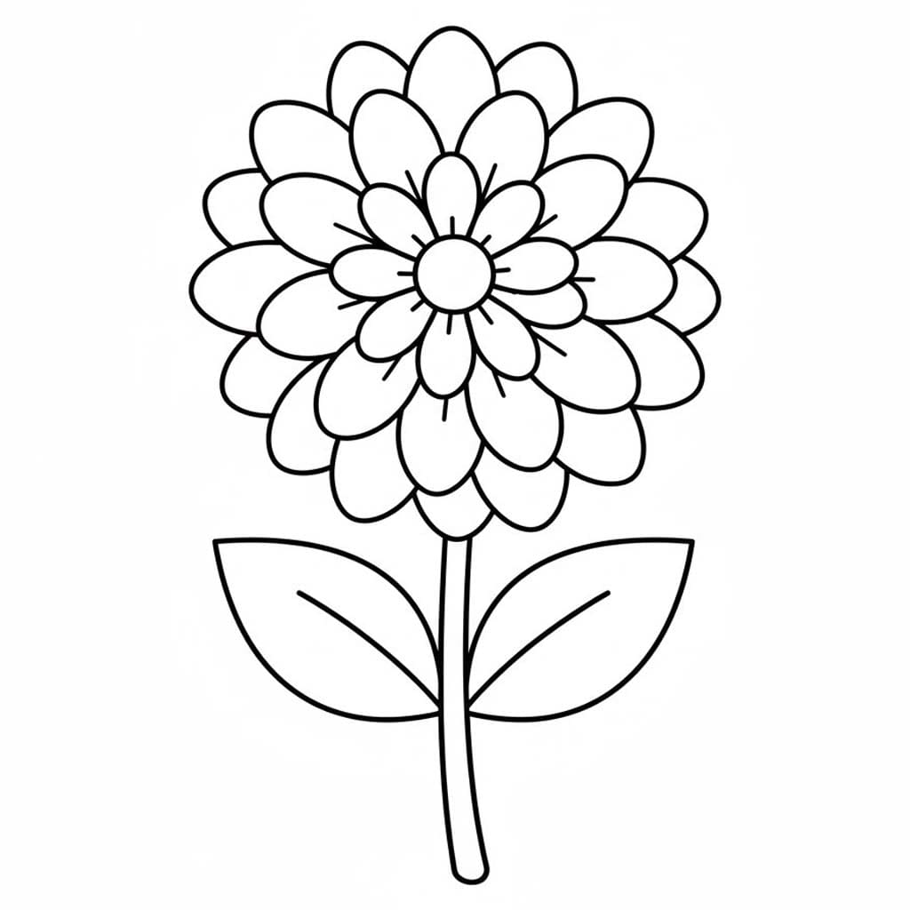 Zeichne Dahlie druckbare einfach coloring page