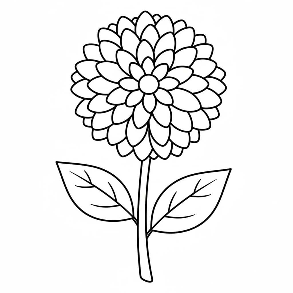 Zeichne Dahlie kostenlos druckbare basisch coloring page