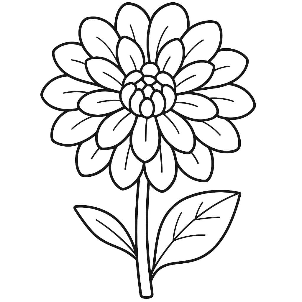 Zeichne Dahlie kostenlos druckbare schlicht coloring page