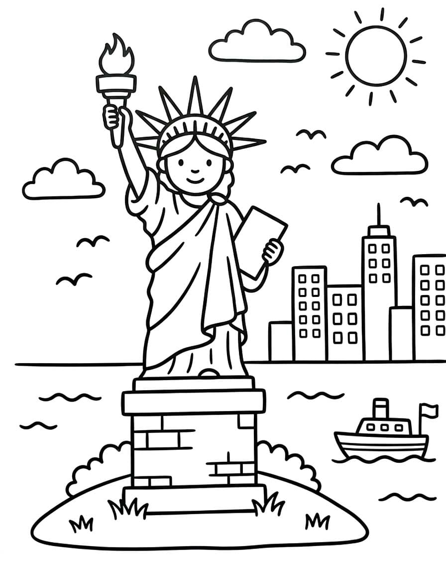 Zeichne Freiheitsstatue einfach