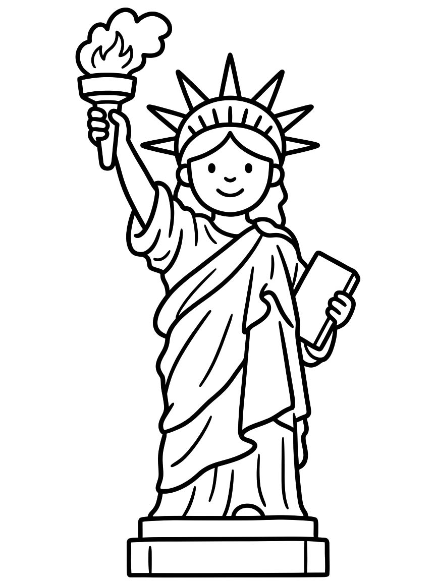 Zeichne Freiheitsstatue für Kinder