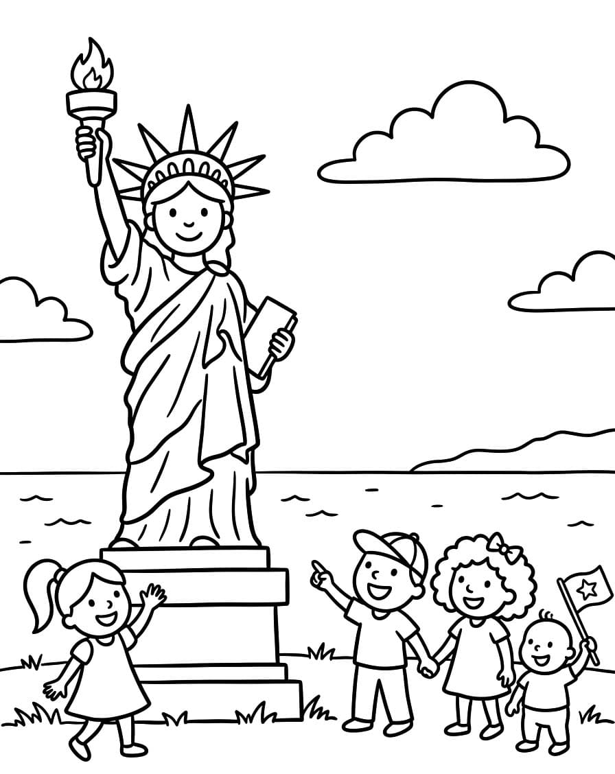 Zeichne Freiheitsstatue kostenlos einfach