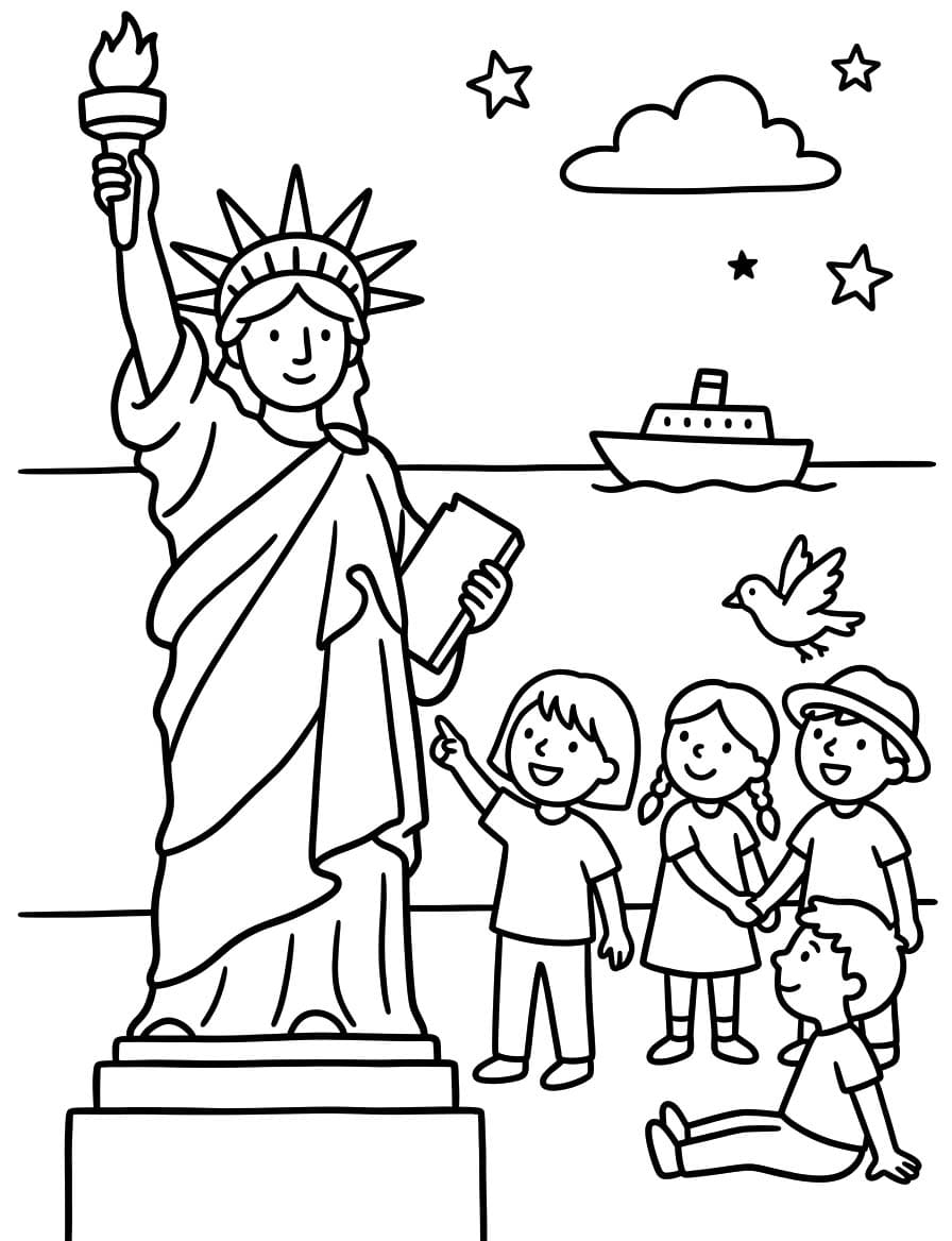 Zeichne Freiheitsstatue kostenlos für Kinder