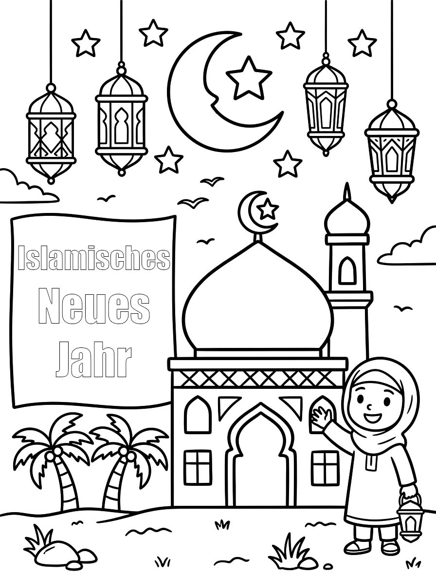 Zeichne Islamisches Neues Jahr kostenlos druckbare basisch