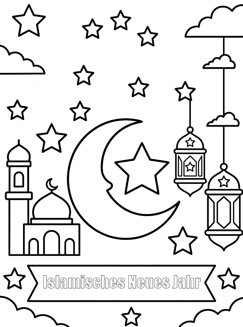 Zeichne Islamisches Neues Jahr zum Ausdrucken für Kinder