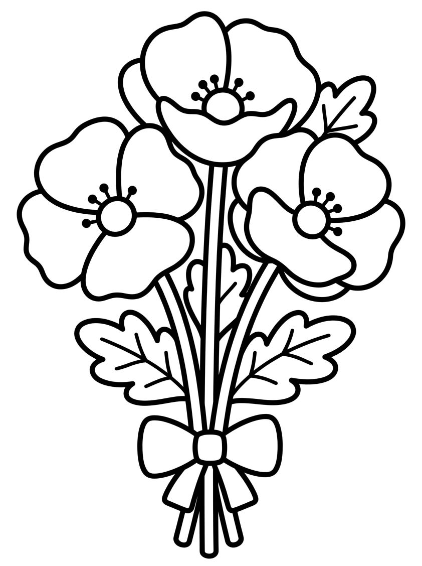 Zeichne Mohnblumen kostenlos druckbare
