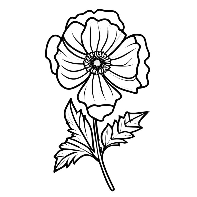 Zeichne Mohnblumen kostenlos schlicht