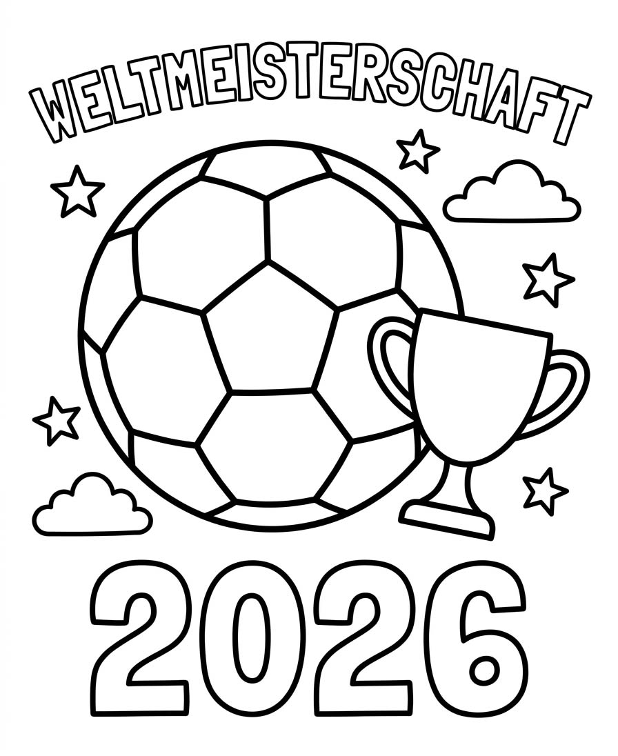 Zeichne Weltmeisterschaft 2026 druckbare basisch
