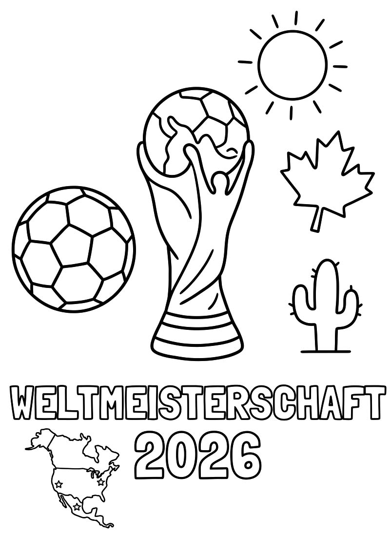 Zeichne Weltmeisterschaft 2026 druckbare für Kinder