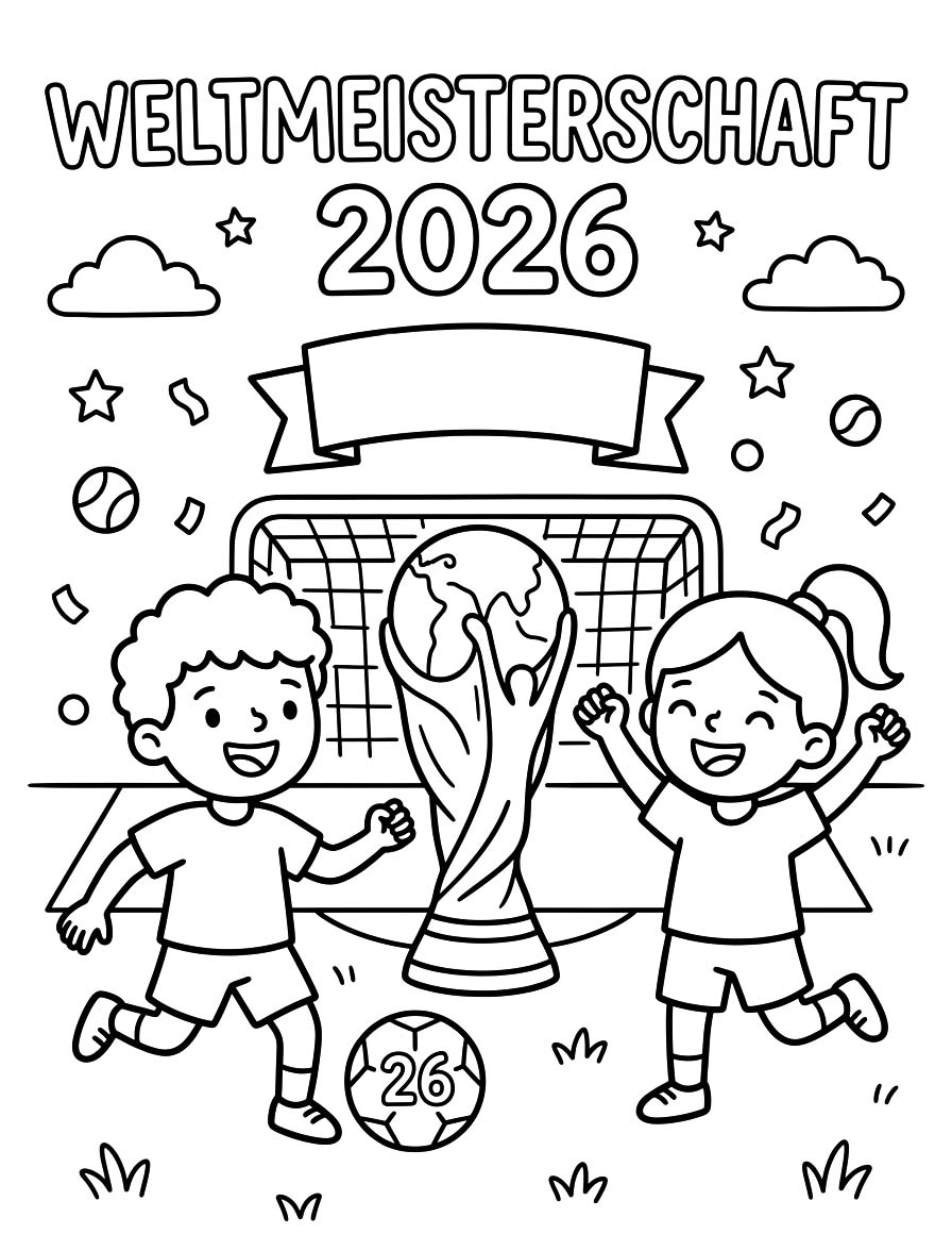 Zeichne Weltmeisterschaft 2026 einfach