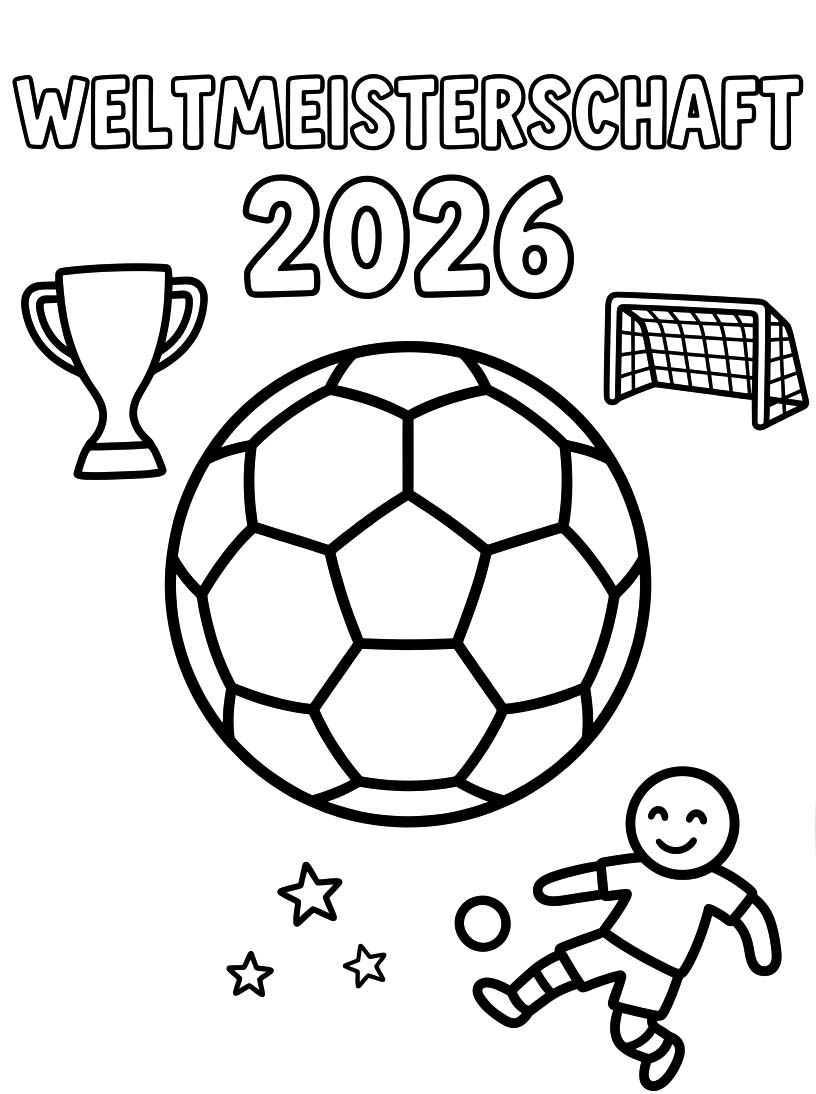 Zeichne Weltmeisterschaft 2026 für Kinder