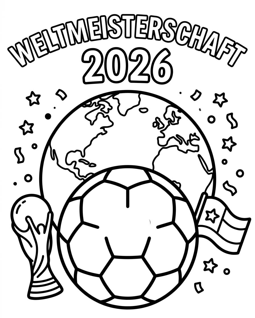 Zeichne Weltmeisterschaft 2026 kostenlos basisch