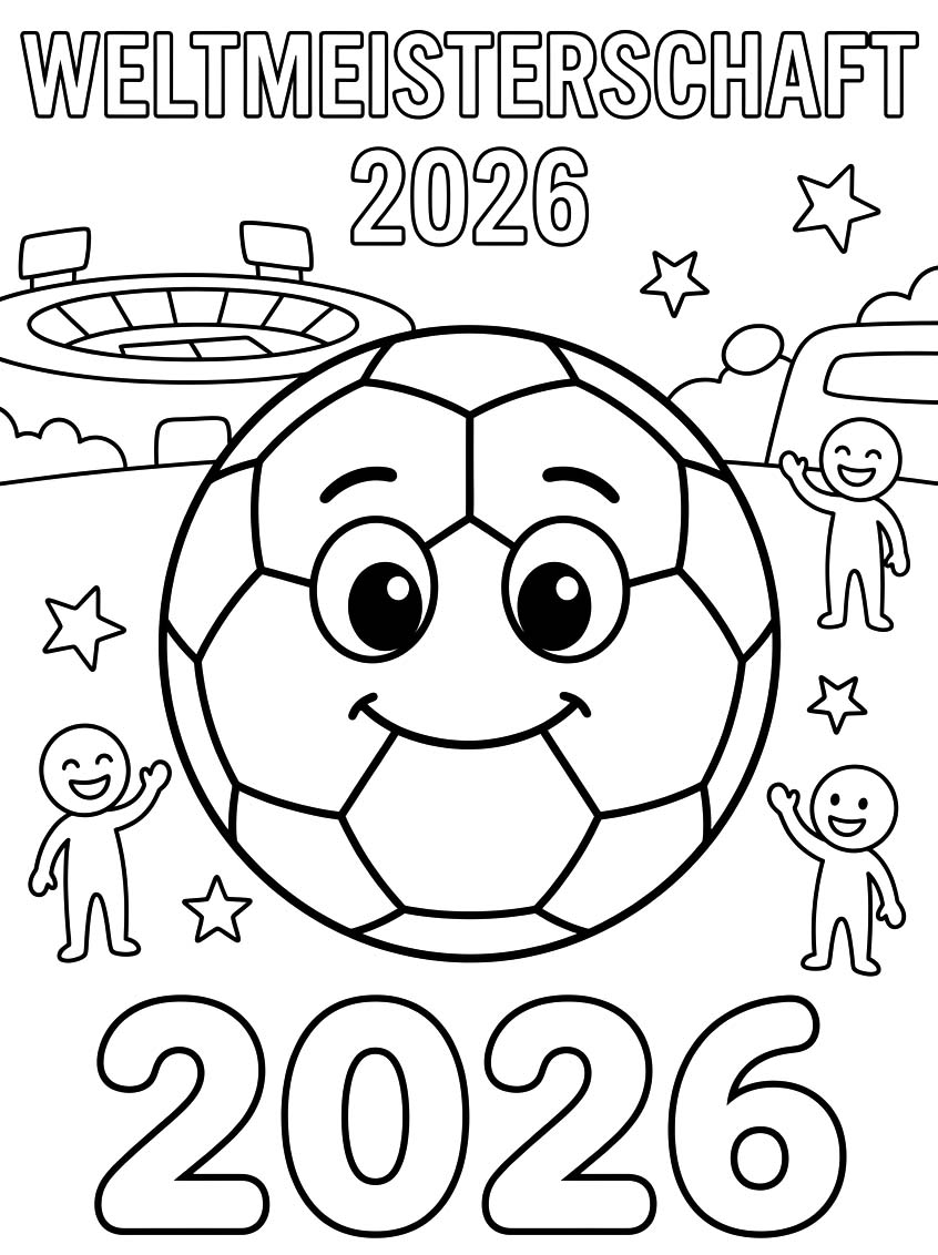 Zeichne Weltmeisterschaft 2026 kostenlos druckbare basisch
