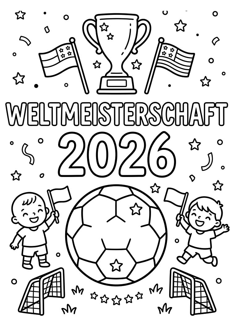 Zeichne Weltmeisterschaft 2026 zum Ausdrucken für Kinder