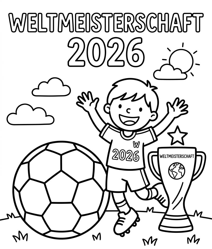 Zeichnung Weltmeisterschaft 2026 kostenlos druckbare