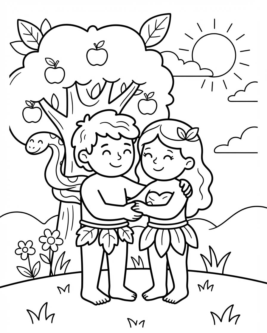 Adam und Eva kostenlos druckbare für Kinder