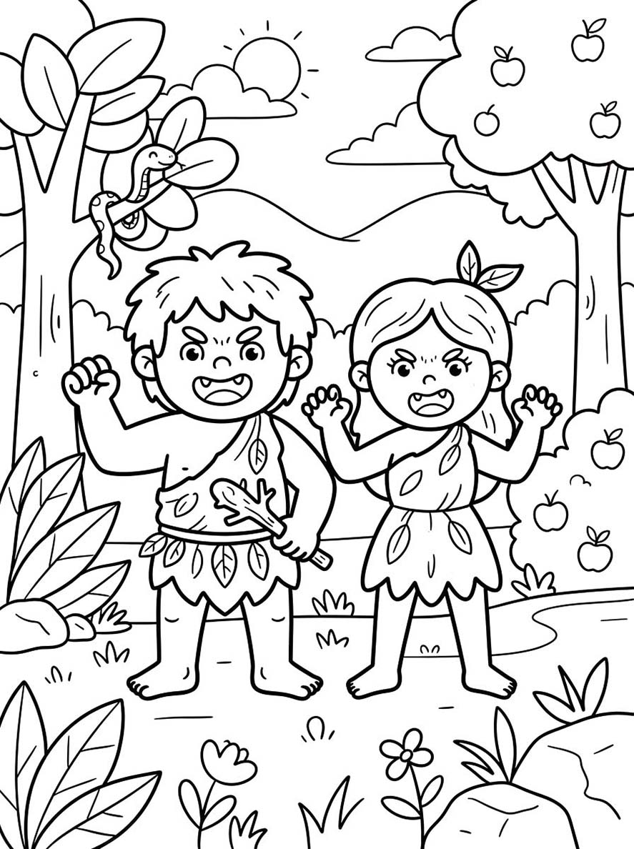 Adam und Eva zum Ausdrucken für Kinder