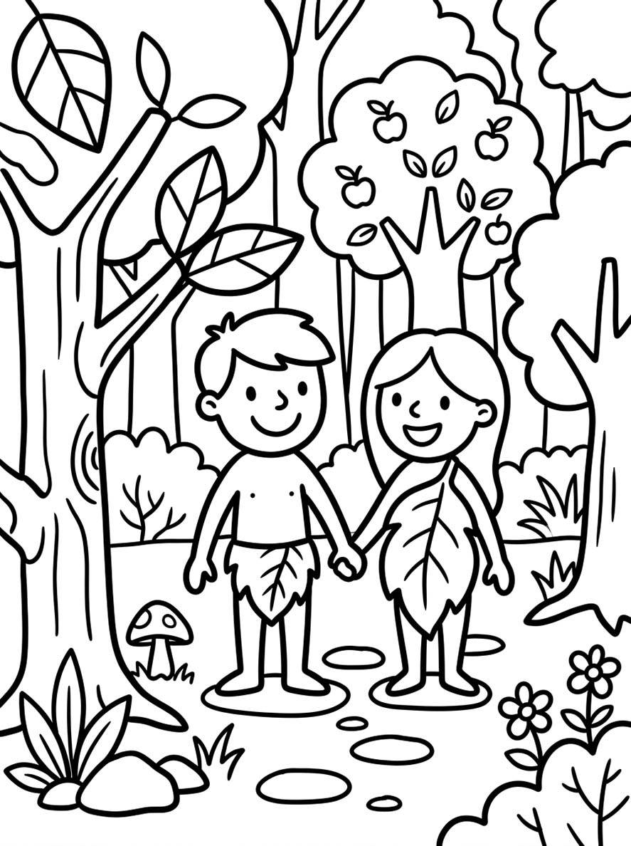 Kostenlos druckbare Adam und Eva