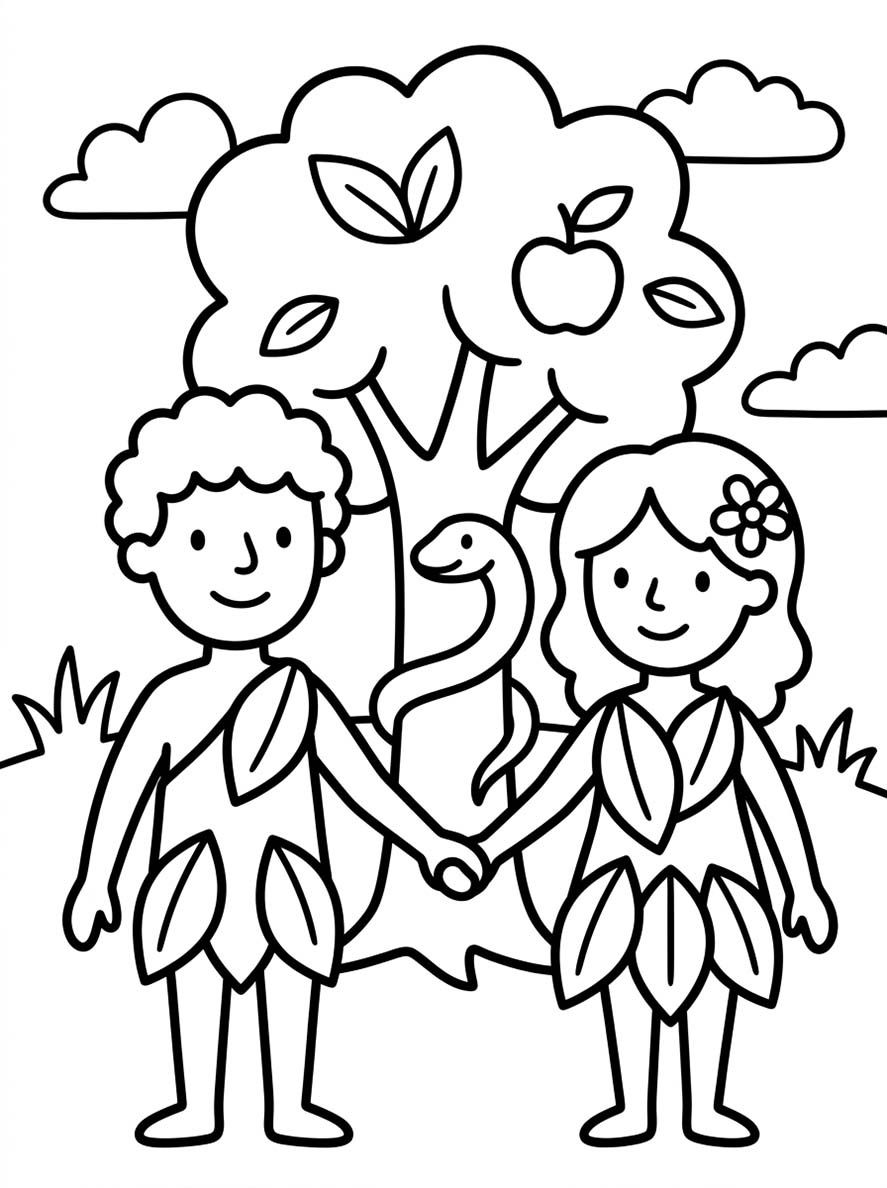 Zeichne Adam und Eva