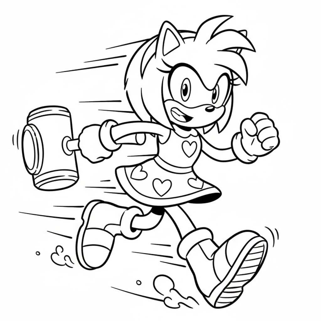 Zeichne Amy Rose kostenlos druckbare einfach