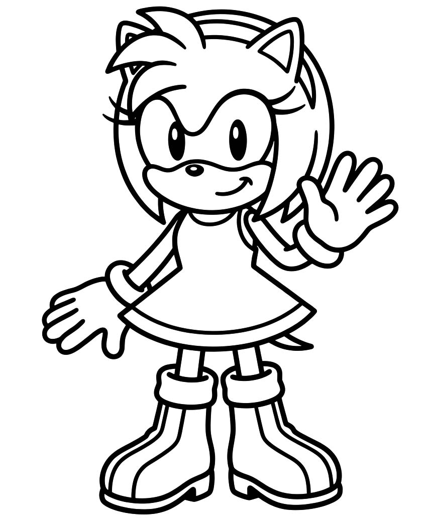 Zeichne Amy Rose kostenlos druckbare schlicht