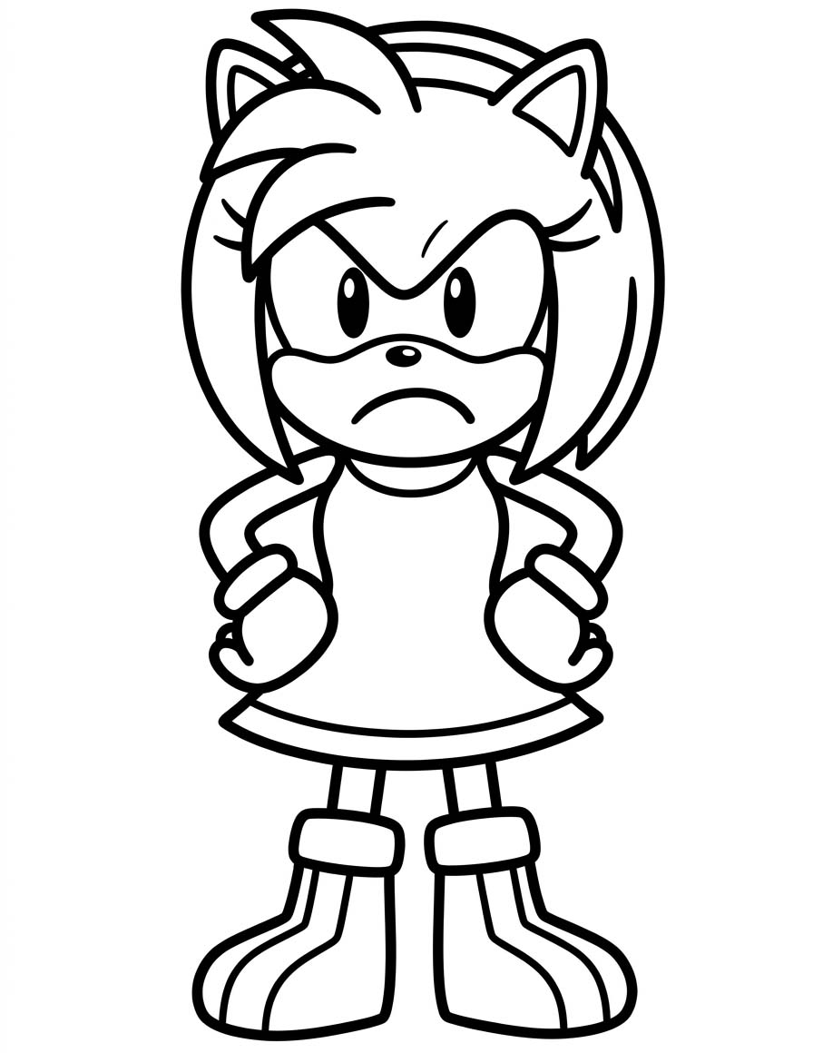 Zeichne Amy Rose kostenlos für Kinder